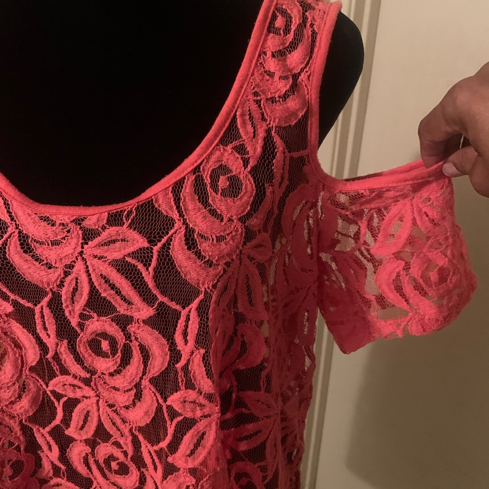 Coral sexy lace  top
